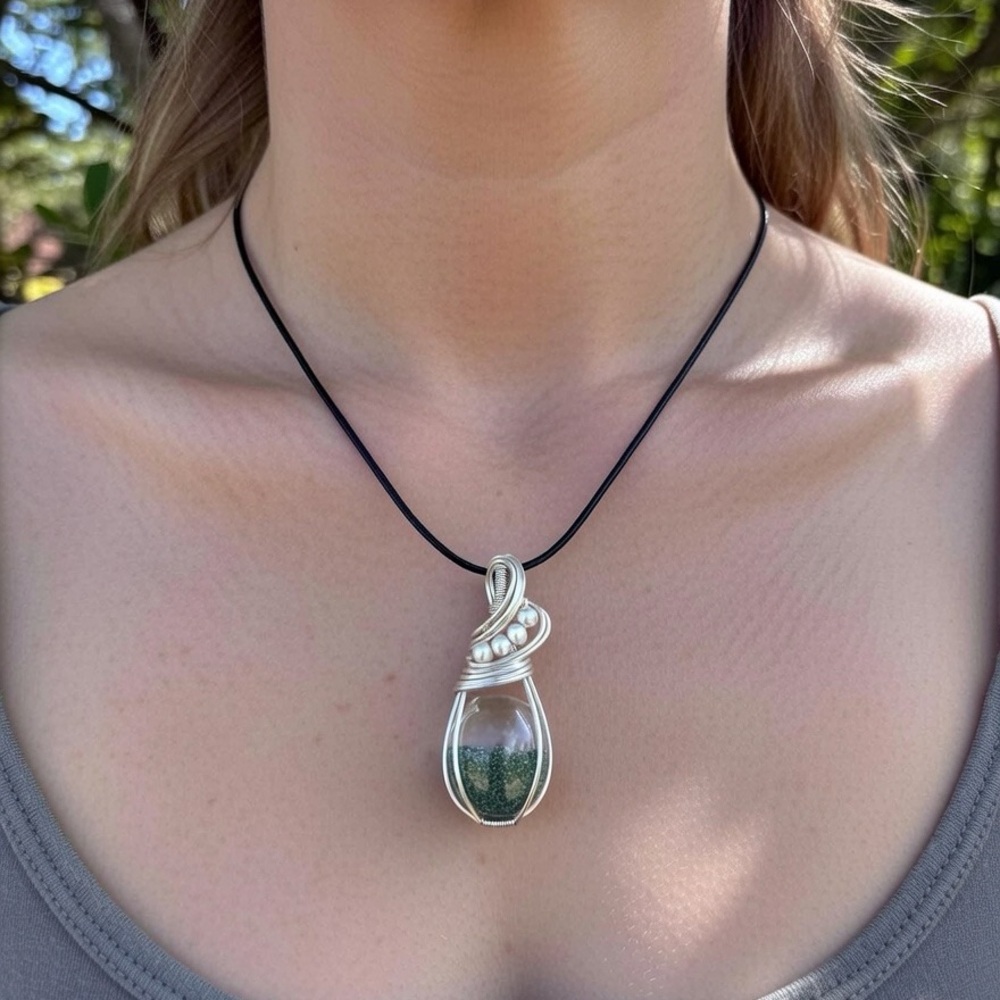 Artisan Silver and Garden Quartz Teardrop Necklace